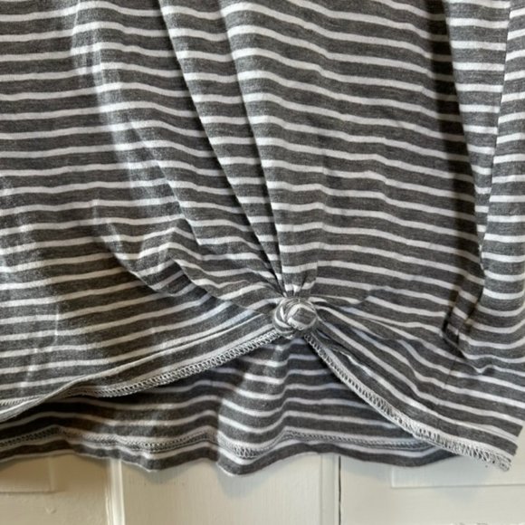 Gray Striped Tank Top w/ Gathered Hem - Picture 9 of 10